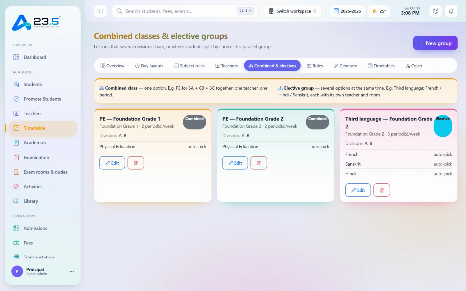 23.5 combined & electives screen